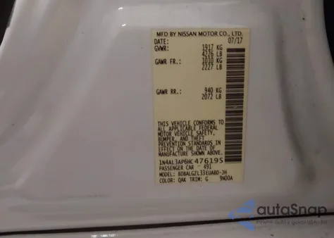 2017 Nissan Altima 2.5 S from USA, damaged, VIN 1N4AL3AP6HC476195